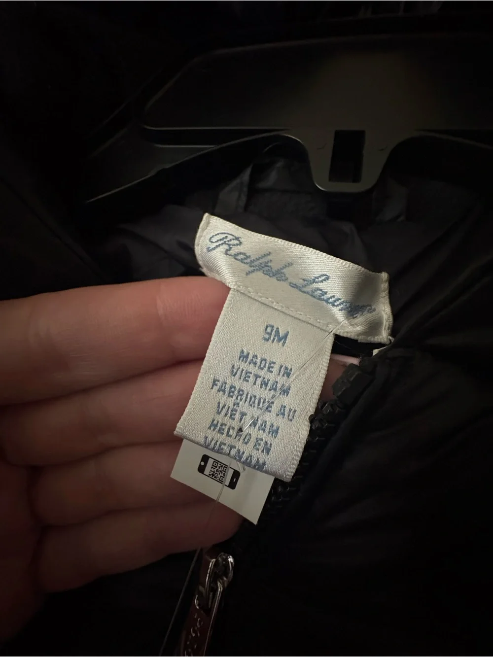 Ralph Lauren Black Infant Down Puffer Snowsuit with Hood SZ. 9 months New